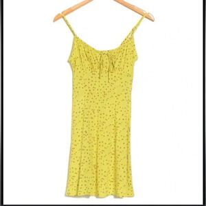 LUSH tie neck mini dress in yellow size small
